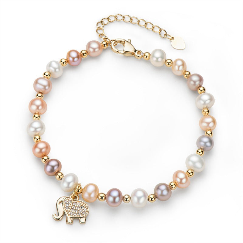 Veile Studios Elephant Pearl Bracelet Girls Best Friend Handheld Gift With Gold Package Bracelets