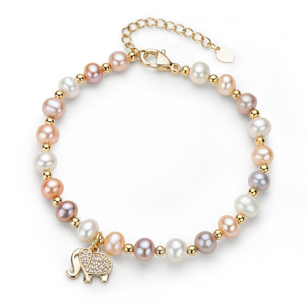 Veile Studios Elephant Pearl Bracelet Girls Best Friend Handheld Gift With Gold Package Bracelets