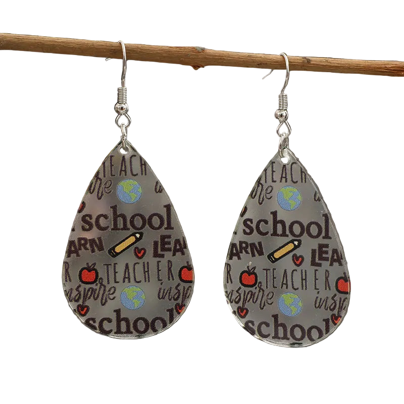 Acrylic Letter Teardrop Shape Earrings
