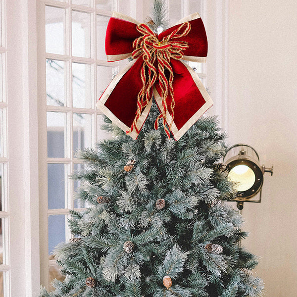 Christmas Decoration Luxurious Velvet Bow Flocked Large Red Seasonal Decorations