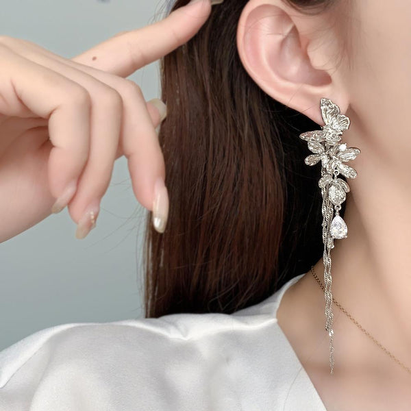 Veile Studios Temperament High End Butterfly Tassel For Women In Fresh And Sweet Style Earrings