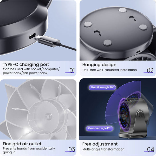 100 Speed High Circulating Fan For Home. 6 Inch Charging Digital Display Turbo Desktop Electric Portable Fans