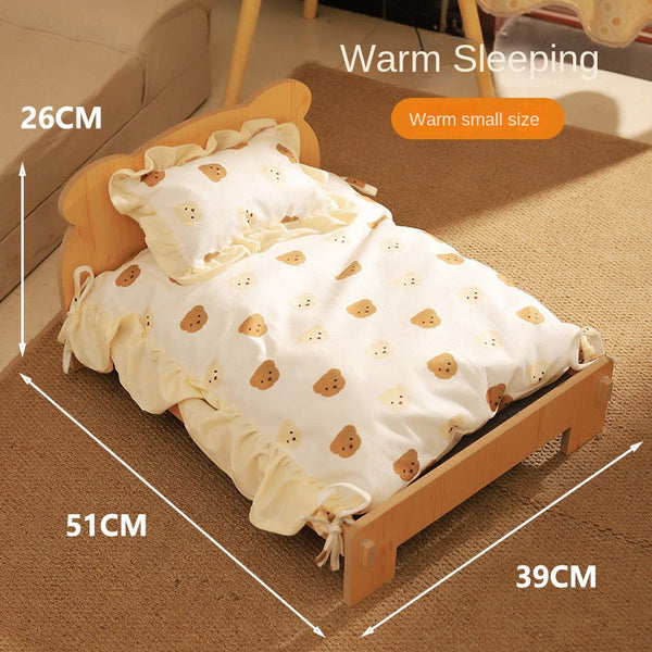 Cat Bed Universal Pet Nest Dog Removable Solid Wood Cute Kitten Princess Supplies Pet Beds