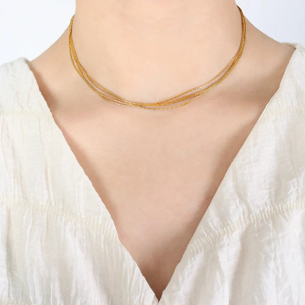 18K Gold Plated Multi Layer Clavicle Chain Necklace Necklaces & Pendants
