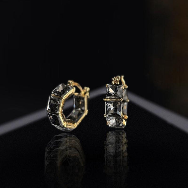 Veile Studios French Light Luxury Style Gray Glass Crystal Personalized And Sugar Cube Earrings