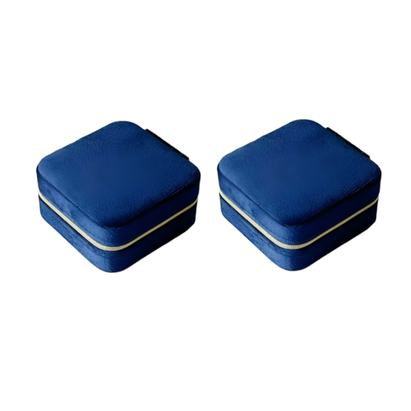 Veile Studios 2Pcs Blue Portable Travel Jewelry Box With Mirror And Compartments Jewellery Boxes