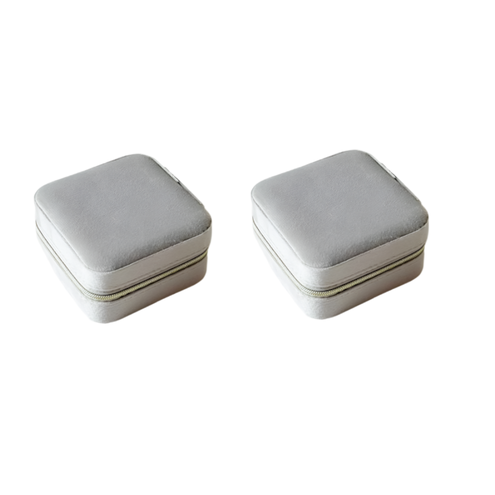 Veile Studios 2Pcs Gray Portable Travel Jewelry Box With Mirror And Compartments Jewellery Boxes