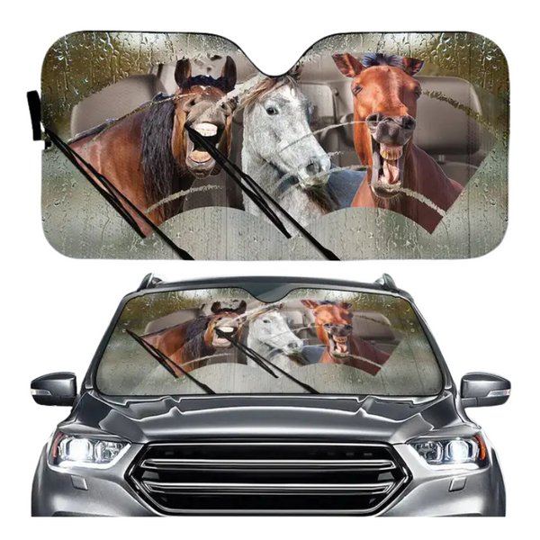 Funny Horse Driving 3D Printing Car Sun Visor Auto Decoration For Vehicle Parts Accessories Sun Visors