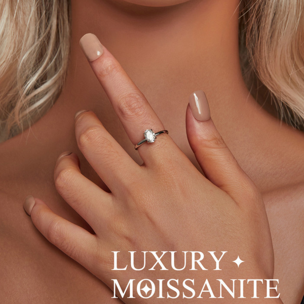 Veile Studios One Carat Moissanite Diamond Ring In Pure Silver Classic Wedding Rings