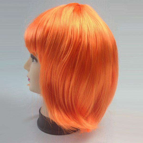 Br Costumes Bob Wig Short Straight Fringe Cosplay Party Full Hair Womens Fancy Dress Orange Wigs Facial Hair