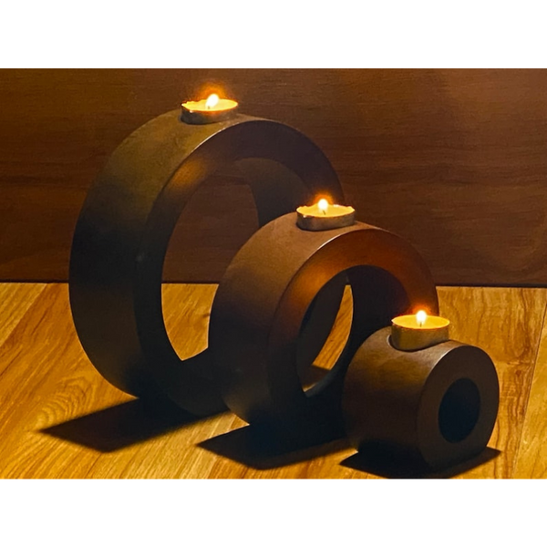 Funyards Candle Holder Set Of 3 Concentric Designed Stye Candle Holders & Accessories