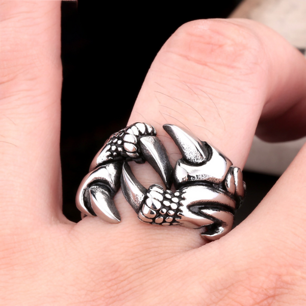 Mens Domineering Open Dragon Claw Ring Punk Chrome Jewelry Titanium Steel Rings