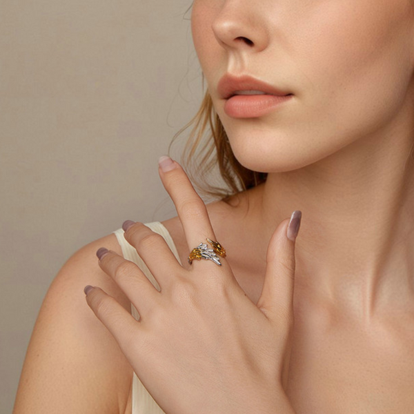 Veile Studios Original 14K Gold Plated Wing Opening Ring For Men And Women In Silver Rings
