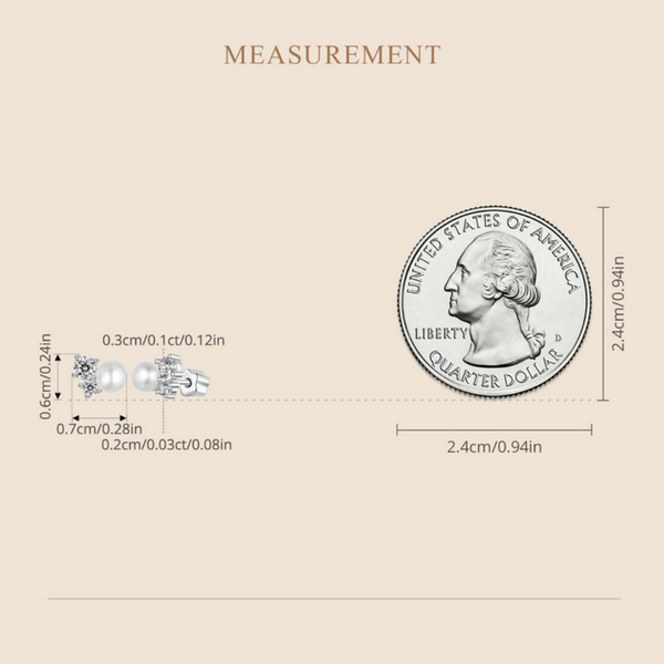 Veile Studios Silver Charm Original Freshwater Pearl Moissanite Earstuds S925 Pure Earrings