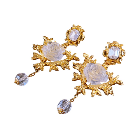 Veile Studios Heart Flower Tassel Palace Style Retro Exaggerated Alloy Earrings