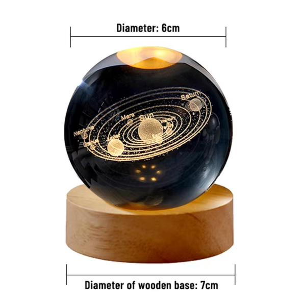 Elsoung 3D Saturn Pattern Crystal Ball Lamp With Round Base & Gift Box Majestic Celestial Night Light Night Lights