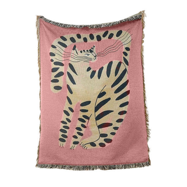 Pink Cat Throw Blanket Cozy Sofa Couch Bed Cover Outdoor Camping Mat Tapestry Tapestries