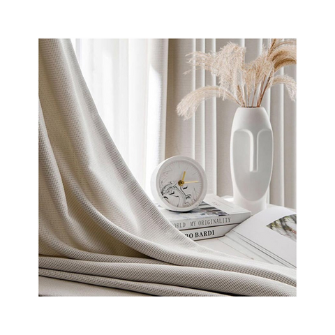 200 Centimetre Beige Modern Waffle Plaid Curtain For Living Room Bedroom Dining Balcony Curtains & Drapes