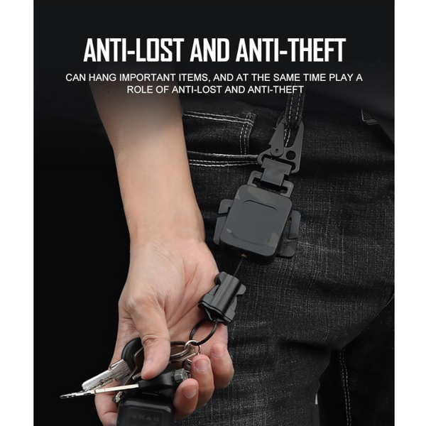 2 In 1 Outdoor Anti Theft Telescopic Buckle Tactical Small Pouch Keychain Holder Lost Retractable Spring Rope Multi Tools