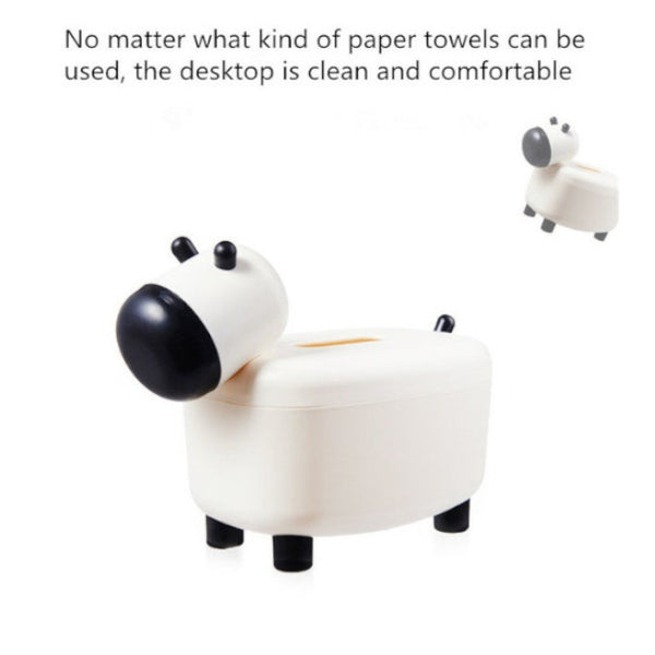 2 In 1 Tissue Box Holder Cow Shape Dispenser Toothpick Wipe Case Container Desktop Decoration Boxes Home