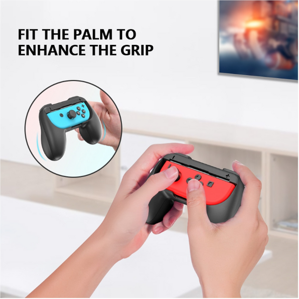 2 Pack Fastsnail Joy Con Grip Kit For Nintendo Switch Wear Resistant Controller With 12 Thumb Caps Blue Red Controllers & Attachments