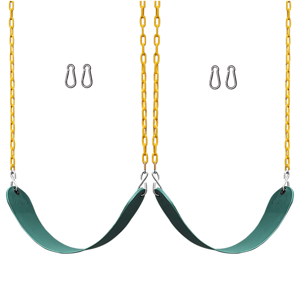 2 Pack Swings Seats Heavy Duty 66" Chain Plastic Coated Playground