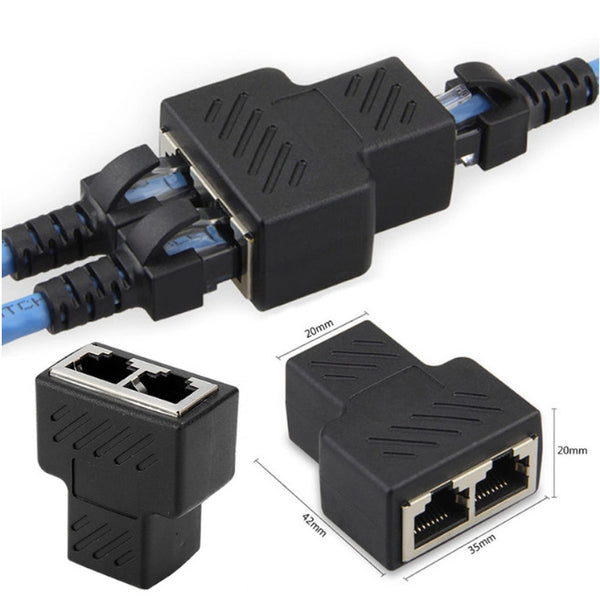 2 Pcs 1 To Ways Lan Ethernet Network Cable Rj45 Female Splitter Connector Adapter Splitters Ethernet Cables (Rj 45/8P8c)