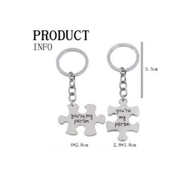 Keyrings 2 Pcs / Set Puzzle Piece You're My Person Couple Key Chains Gift Idea