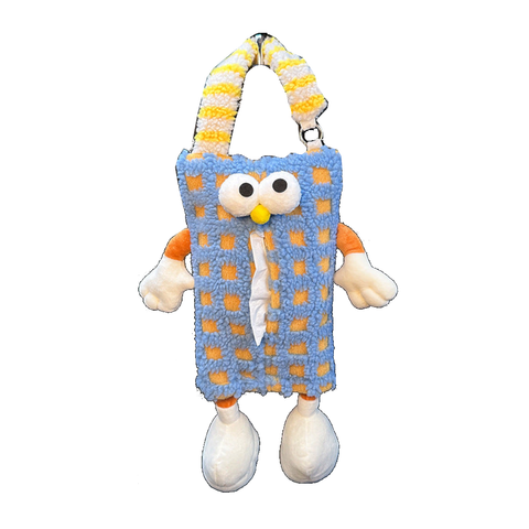 2 Pcs Blue Cute Plush Tissue Box Holder With Fun Character Design For Car And Home Tissue Box Covers