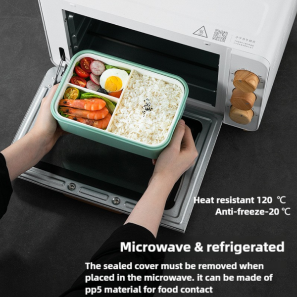 Elosung 2 Pcs Green Multipurpose Lunch Box With Spoon Fork Lunchboxes