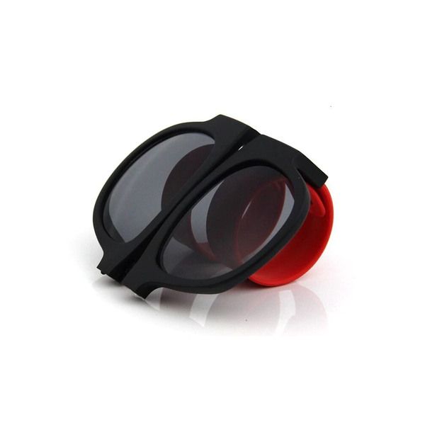 2Pcs Portable Round Wristband Sunglasses Sports Foldable Glasses Outdoor Red