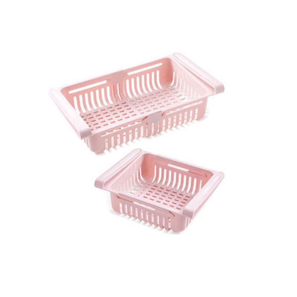2Pcs Refrigerator Partition Layer Storage Rack Fresh Keeping Drawing Type Pink