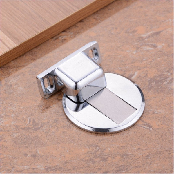 2 Set Punch Free Manual Zinc Alloy Magnetic Floor Mounted Door Stopper Window Accessories Steel Color