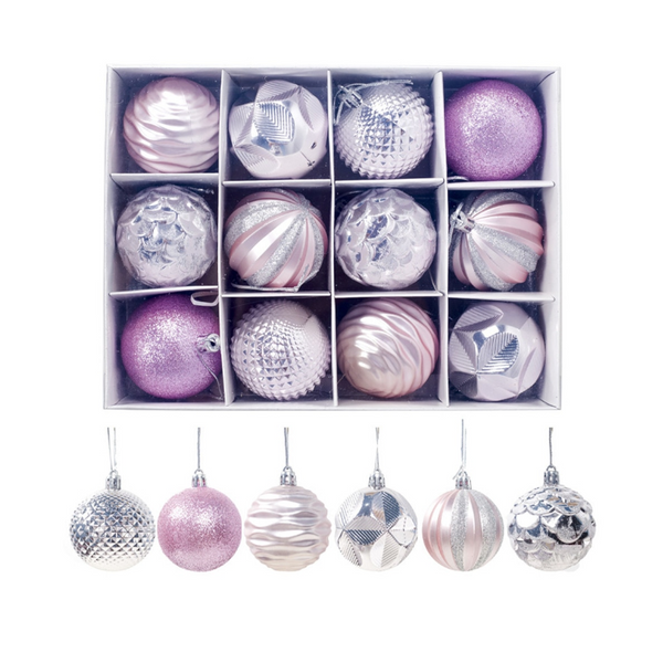 2 Sets Christmas Ball Tree Decor Bauble Party Hanging Ornament Pendants Pink