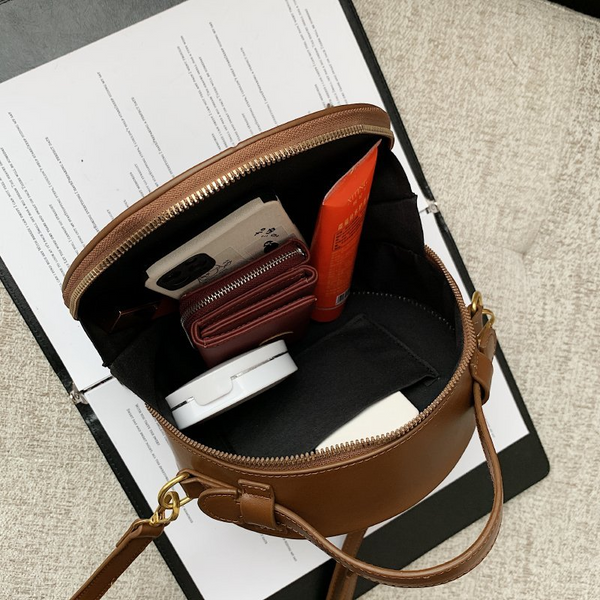Crossbody Bag For Women Luxury Handbags Bags Designer Pu Leather Round Small Shoulder Female Zip Purse
