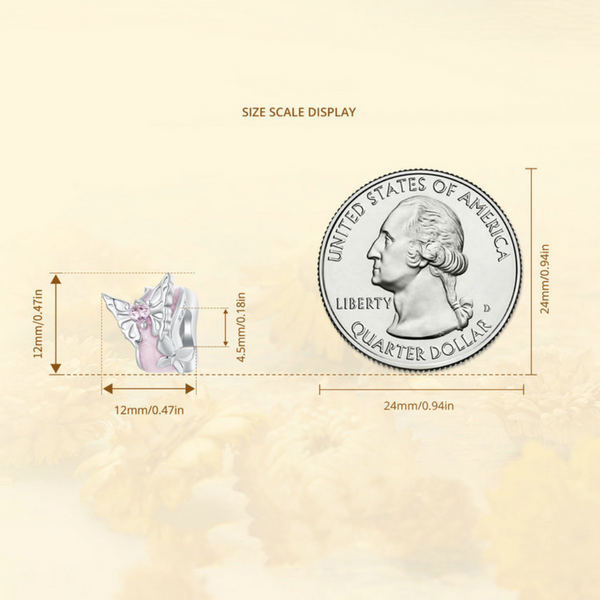 Veile Studios Silver Charm Pink Butterfly Diy Silicone Positioning Bracelet With Beads Bracelets