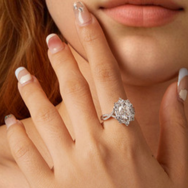 Veile Studios Silver Charm Two Carat Moissanite Diamond Ring Pure Proposal Rings