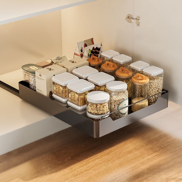 Elosung Black Kitchen Cabinet Pull Out Drawer Organiser Soft Close 53 X 40 7Cm Large Capacity Drawer Organisers