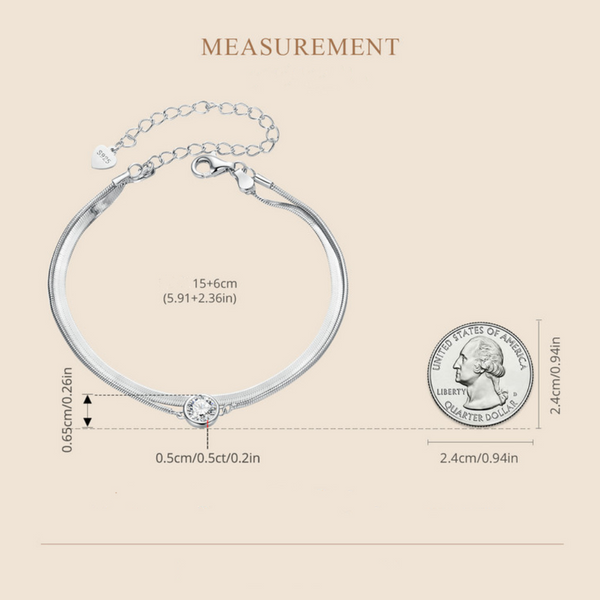 Veile Studios Silver Charm 50 Point Sparkling Mosang Diamond Double Layer Bracelet S925 Bracelets