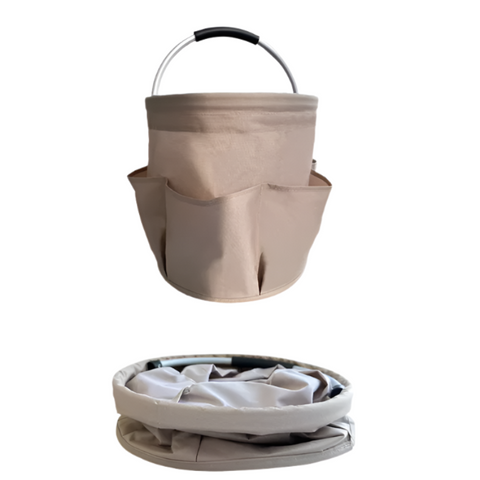 Elosung Khaki Folding Picnic Basket Multi Function Beach Storage Bag Toiletry Organizer Shopping For Outdoor Use Picnic Baskets & Backpacks