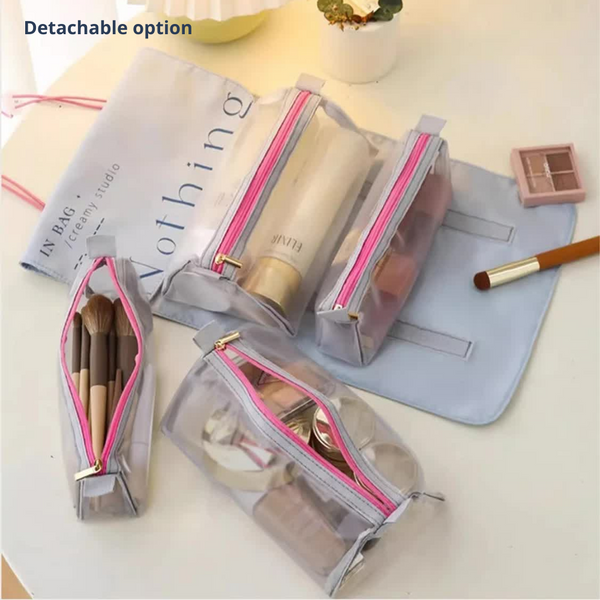 Purple 4 In 1 Cosmetic Storage Bag Removable Travel Organizer For Makeup Toiletries And Small Accessories Makeup Bags & Cases