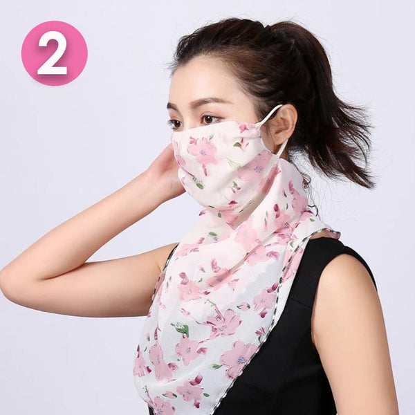 Summer Masks Flower Printed Women's Large Neck Guard Sun Protection Scarf Scarves & Wraps