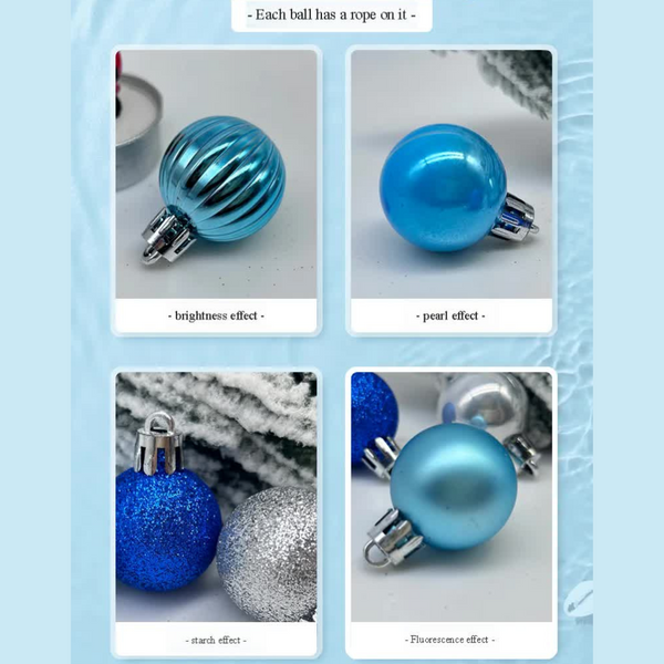 Elosung 49 Piece Christmas Ornament Set 3Cm Blue Silver Baubles For Tree Decoration Seasonal Decorations