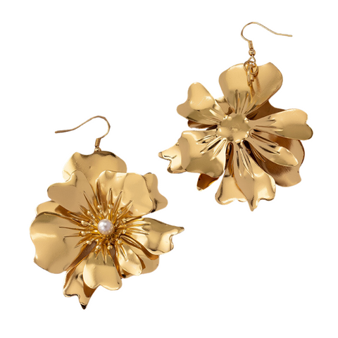 Veile Studios And American Light Luxury High End French Retro Petal Metal Flower Earrings
