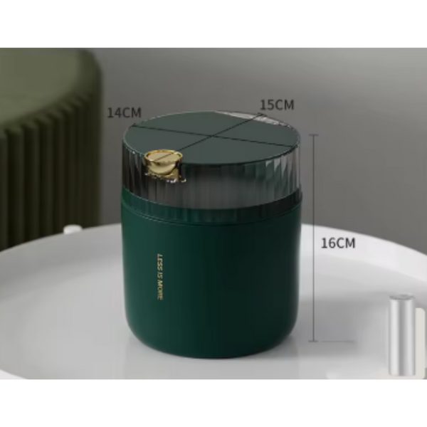 Elosung Light Luxury Green Desktop Garbage Bin With One Roll Of Bag 14Cm X 15Cm Including Button 16Cm Rubbish Bins
