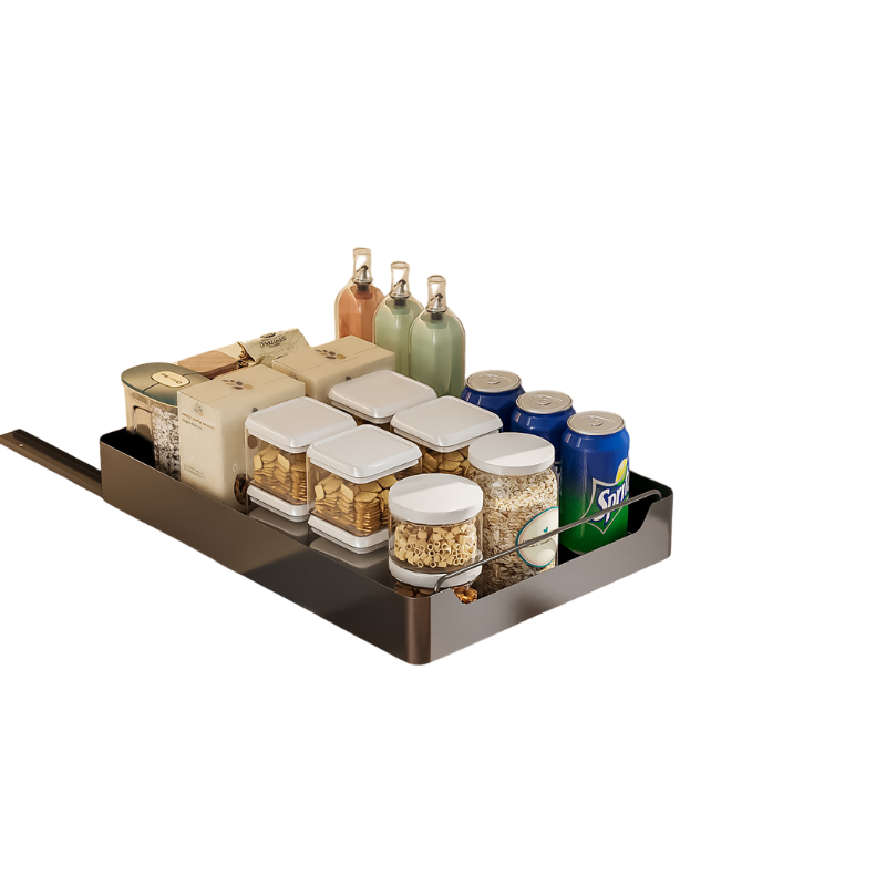 Elosung Black Pull Out Kitchen Drawer Organiser Soft Close 43 X 35 7Cm Storage Solution For Pantry & Drinks Drawer Organisers