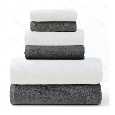 Elosung Gray And White Premium Cotton Towel Set 6 Pieces Soft & Absorbent Bath Towels For Adults Towels & Washcloths
