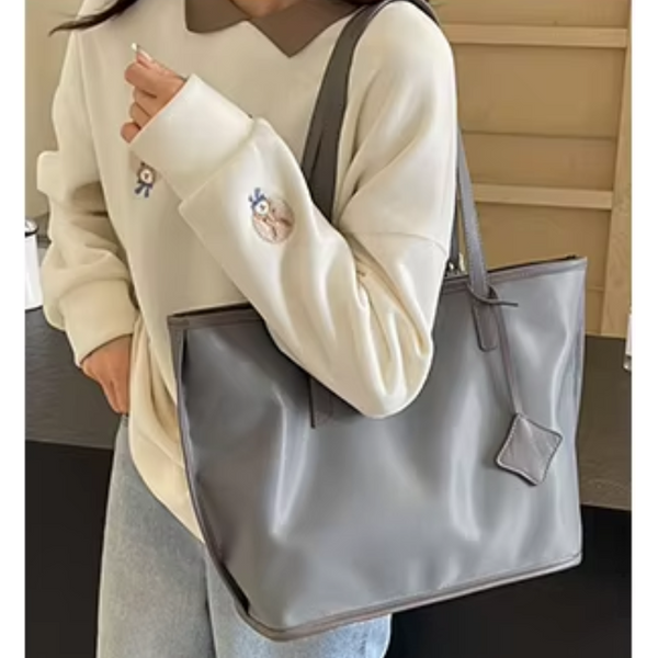 Elosung Grey New Large Capacity Tote Bag Simple Versatile Handbag For Casual Outings Lightweight And Stylish Women's Bags & Handbags
