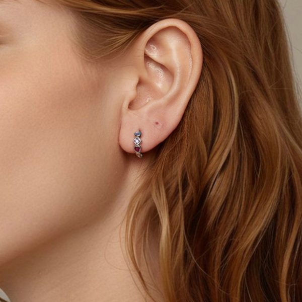 Veile Studios Silver Charm Zirconia Splicing Ear Buckle American Fashion Earrings