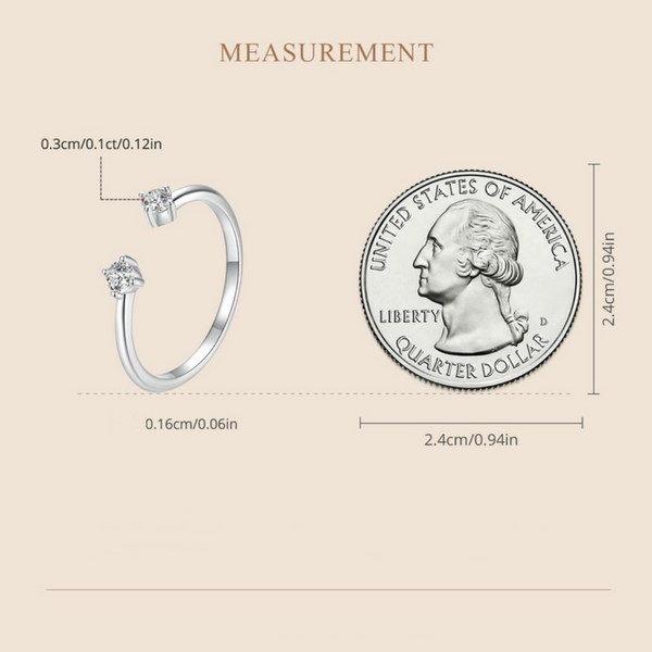 Veile Studios Silver Charm Moissanite Open Ring Fashionable Versatile Stackable S925 Rings